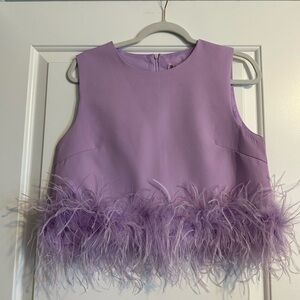 NWT Lilac crop feather top
